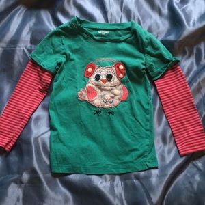 Gap Long sleeve green owl toddler girl top 4T
